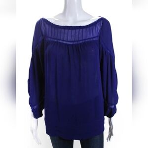 Diane Von Furstenberg Blue Silk Top, Sz 8, EUC
